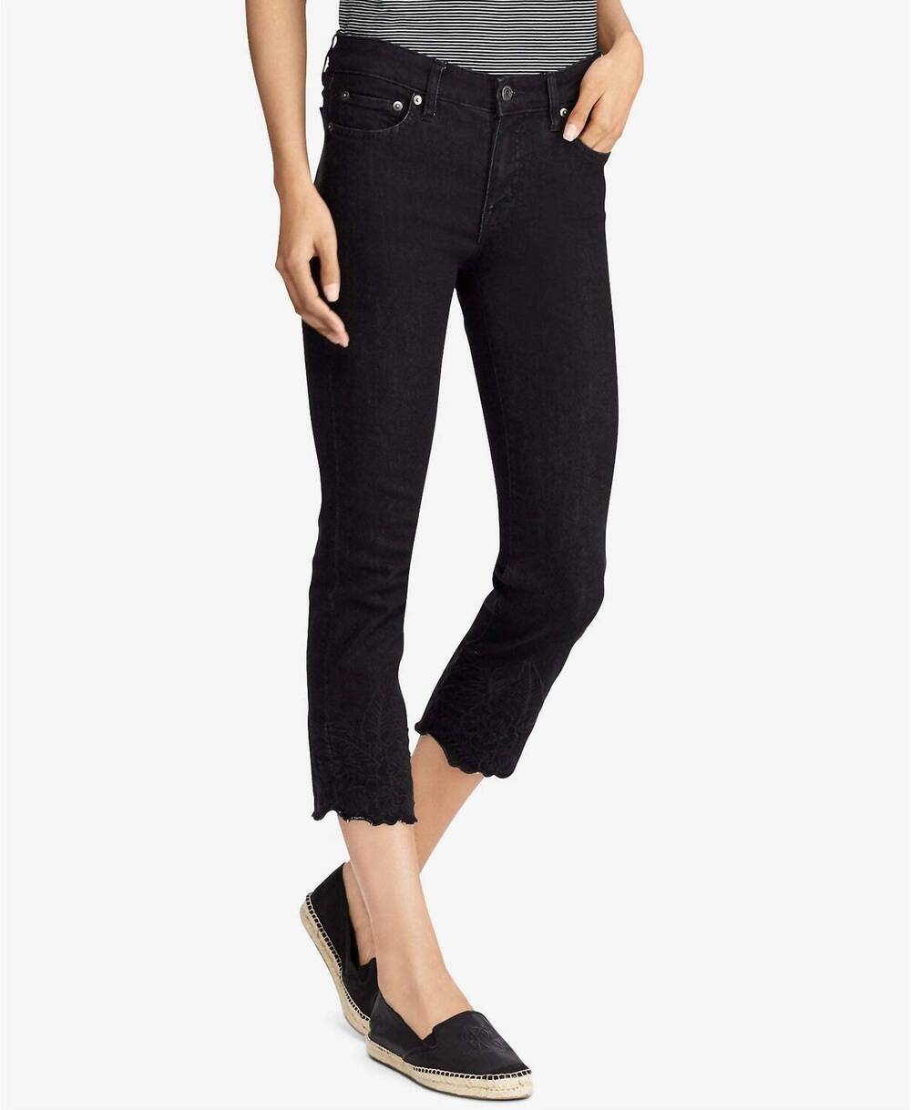NEW RALPH LAUREN lauren ralph lauren womens petite embroidered skinny jeans in b